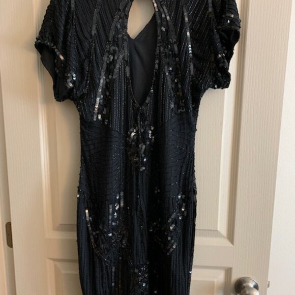 Stenay Beaded Vintage Black Silk Dress Size 8 V-Neck Back Zip NWT - Picture 5 of 9